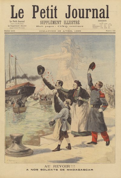 Abschied von französischen Soldaten, die zur Expedition nach Madagaskar aufbrechen von French School